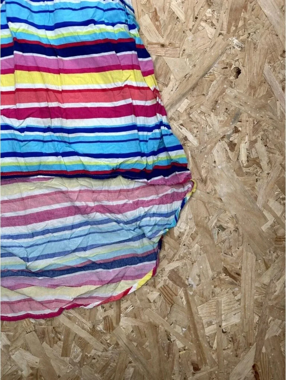 The Childrens Place Girls Dress Size 14 Multicolor Striped High Low Lace Accent